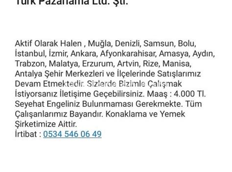 Izmir saha satış iş ilanları